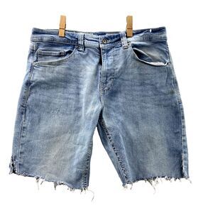 TK Axel Cut Off Denim Shorts Men's 34x9* Distressed Slim Stretch Jean Jorts 90's